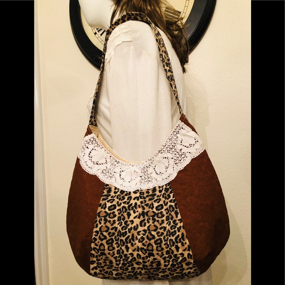 Handbags - LEOPARD PRINT PURSE SHOULDER BAG TOTE  with LACE